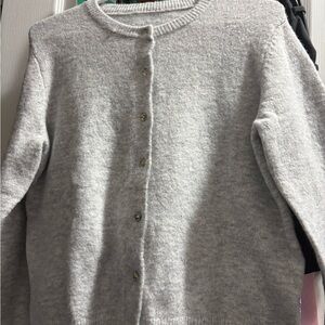 Elegant Gray Button-Up Cardigan small to medium